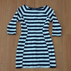 GAP Black and White Striped Long Sleeve Dress Sz Size SMALL S